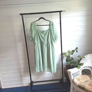 SHEIN BOHO PLAIN SQUARE NECKLINE MINT GREEN DRESS
